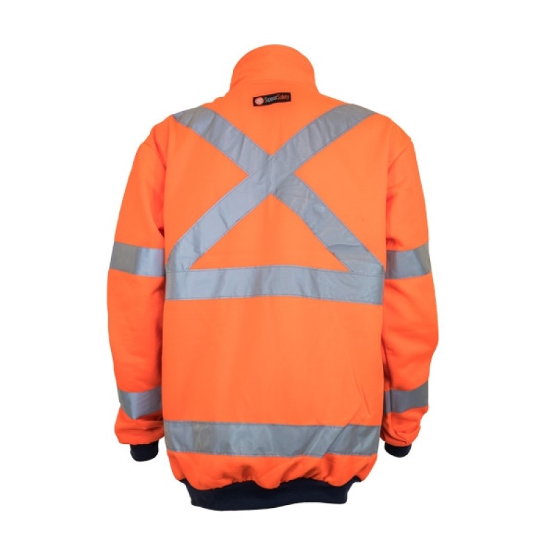 Hi-Vis Sloppy Joe Jumper, Taped 1/4 Zip Crew Neck