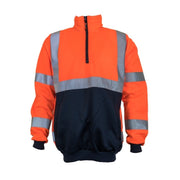 Hi-Vis Sloppy Joe Jumper, Taped 1/4 Zip Crew Neck