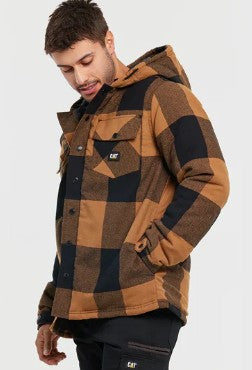 CAT Hooded Flannel Shirt Jacket