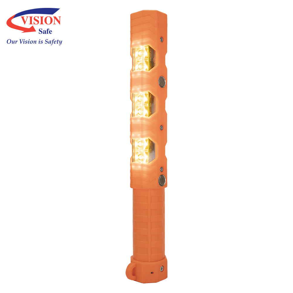 Traffic Baton Rechargeable Amber/Red LED 340mm with Magnets & End Torch TBRAR340MT