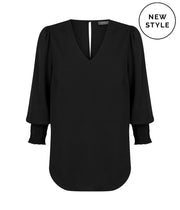 Cleo V Neck Shirred Cuff Top