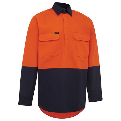 Hi-vis 2 Tone Closed Front Dual Weight Welders Shirt
