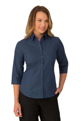 Ladies Micro Check 3/4 Sleeve