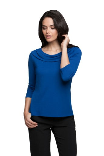 Eva Knit: Soft Draped Cowl Neckline In A Cool Stretch Matt Jersey