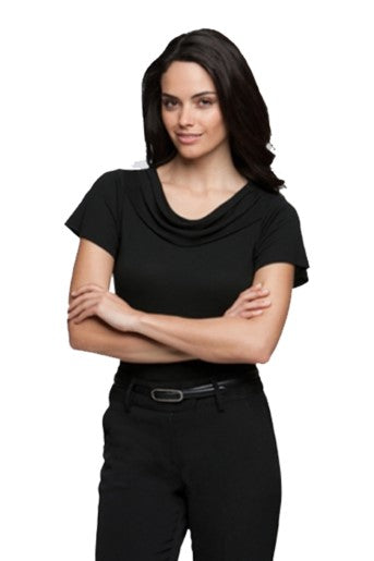 Eva Knit: Short Sleeve-Soft Draped Cowl Neckline In A Cool Stretch Matt Jersey