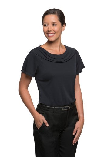 Eva Knit: Short Sleeve-Soft Draped Cowl Neckline In A Cool Stretch Matt Jersey