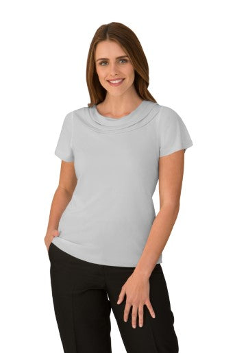 Eva Knit: Short Sleeve-Soft Draped Cowl Neckline In A Cool Stretch Matt Jersey