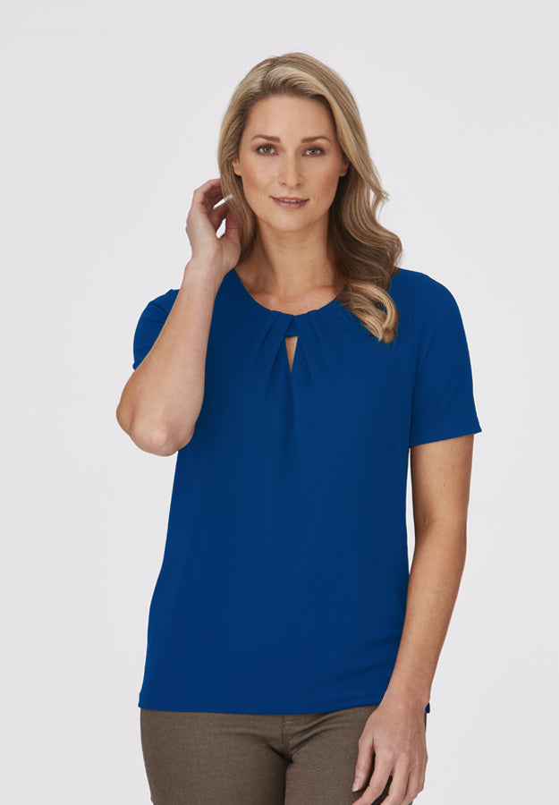 Ladies Keyhole Crepe Knit Top 2295