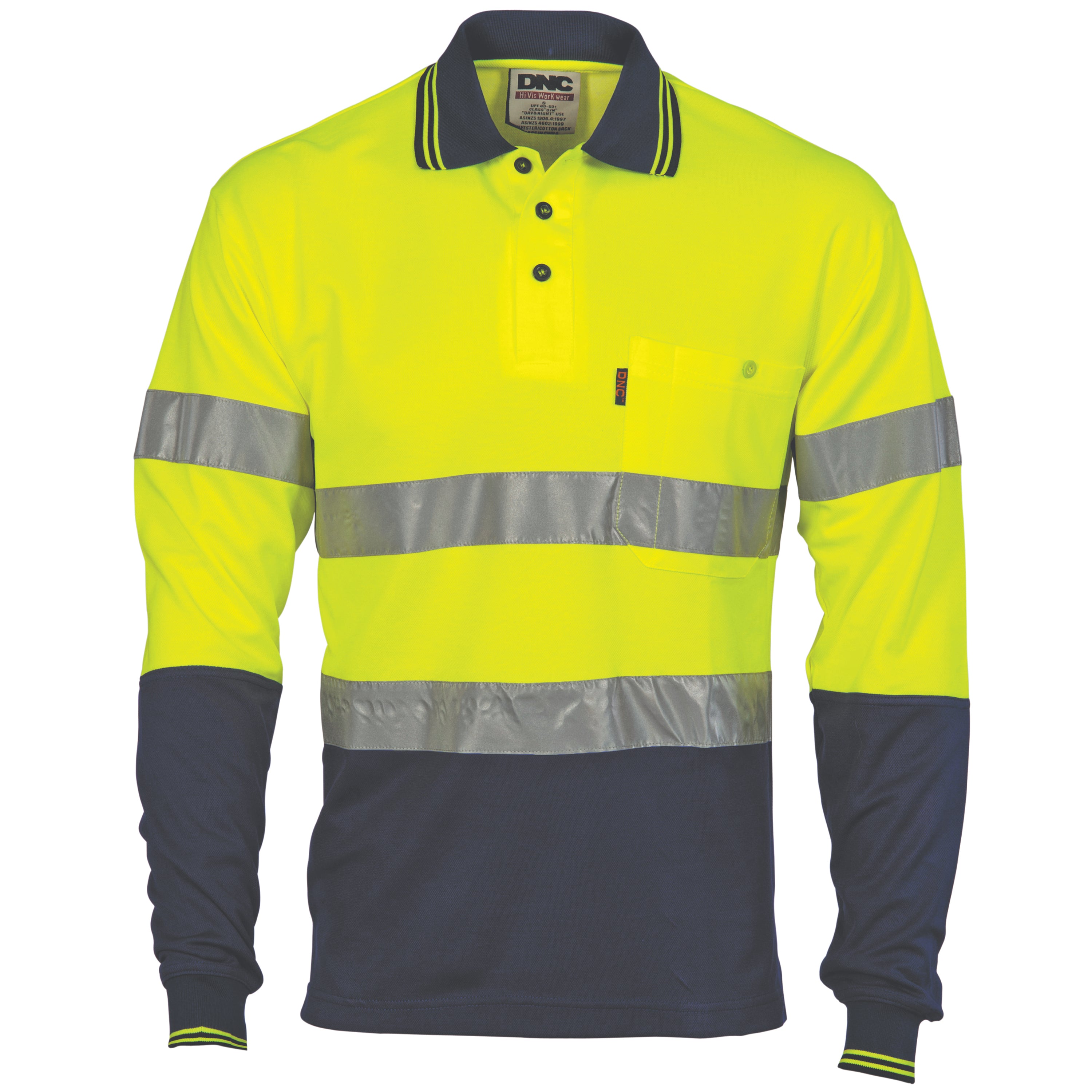 Hi Vis Two Tone Cotton Back Polos With Generic R/Tape - L/S