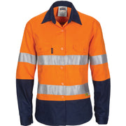 Ladies Hi Vis 3 Way Cool-breeze Cotton Shirt With Gusset Sleeve, 3m R/Tape - Long Sleeve