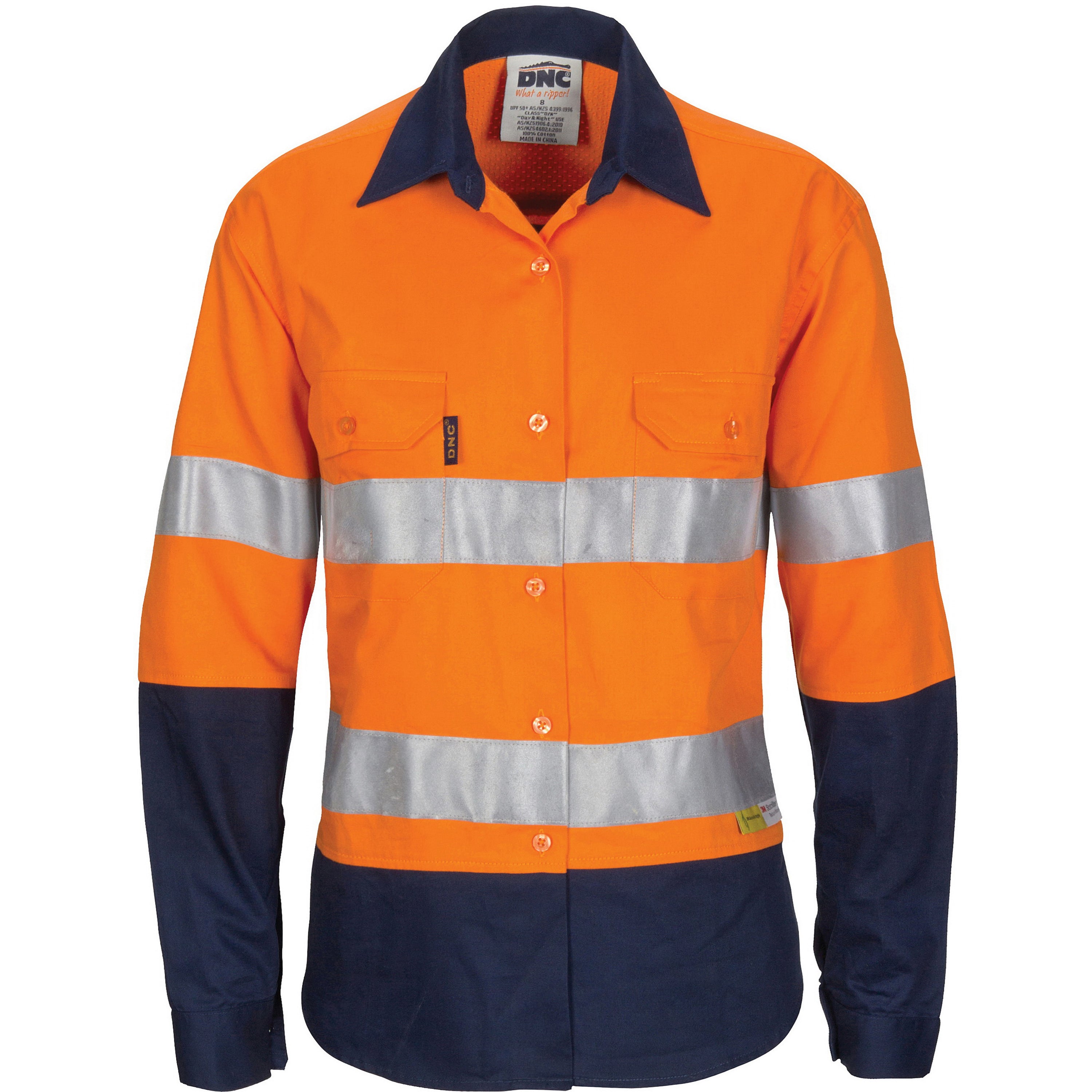 Ladies Hi Vis 3 Way Cool-breeze Cotton Shirt With Gusset Sleeve, 3m R/Tape - Long Sleeve