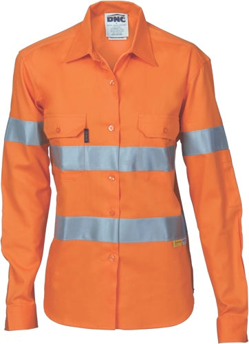DNC Ladies Hi Vis Cool-breeze Cotton Drill Shirt