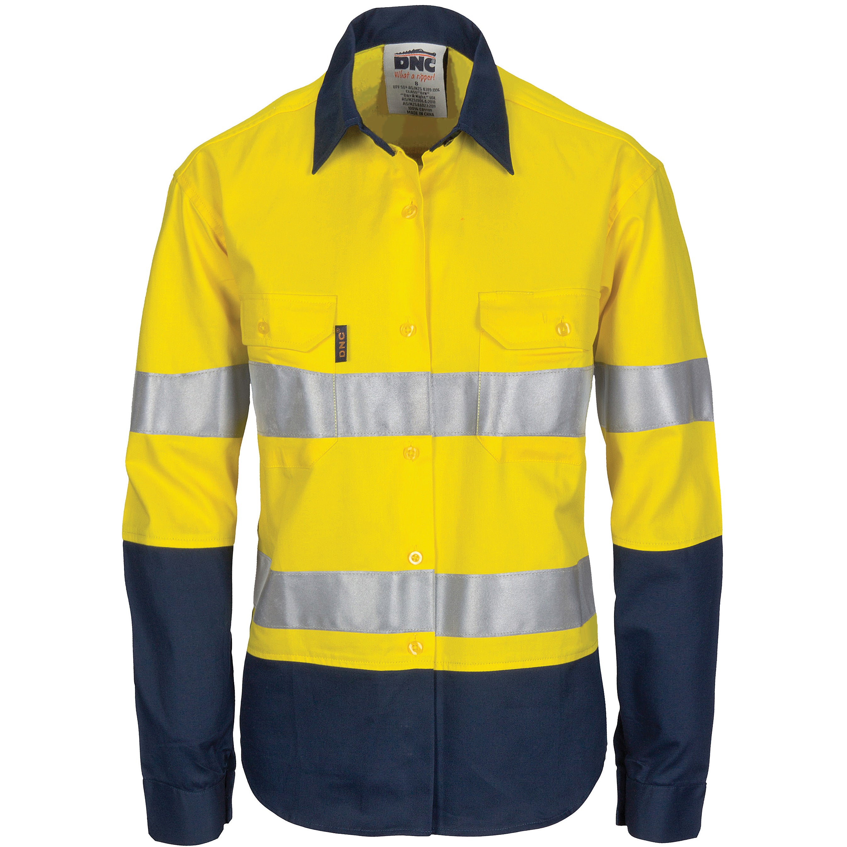 DNC Ladies Hi Vis Cool-breeze Cotton Shirt With Csr R/Tape