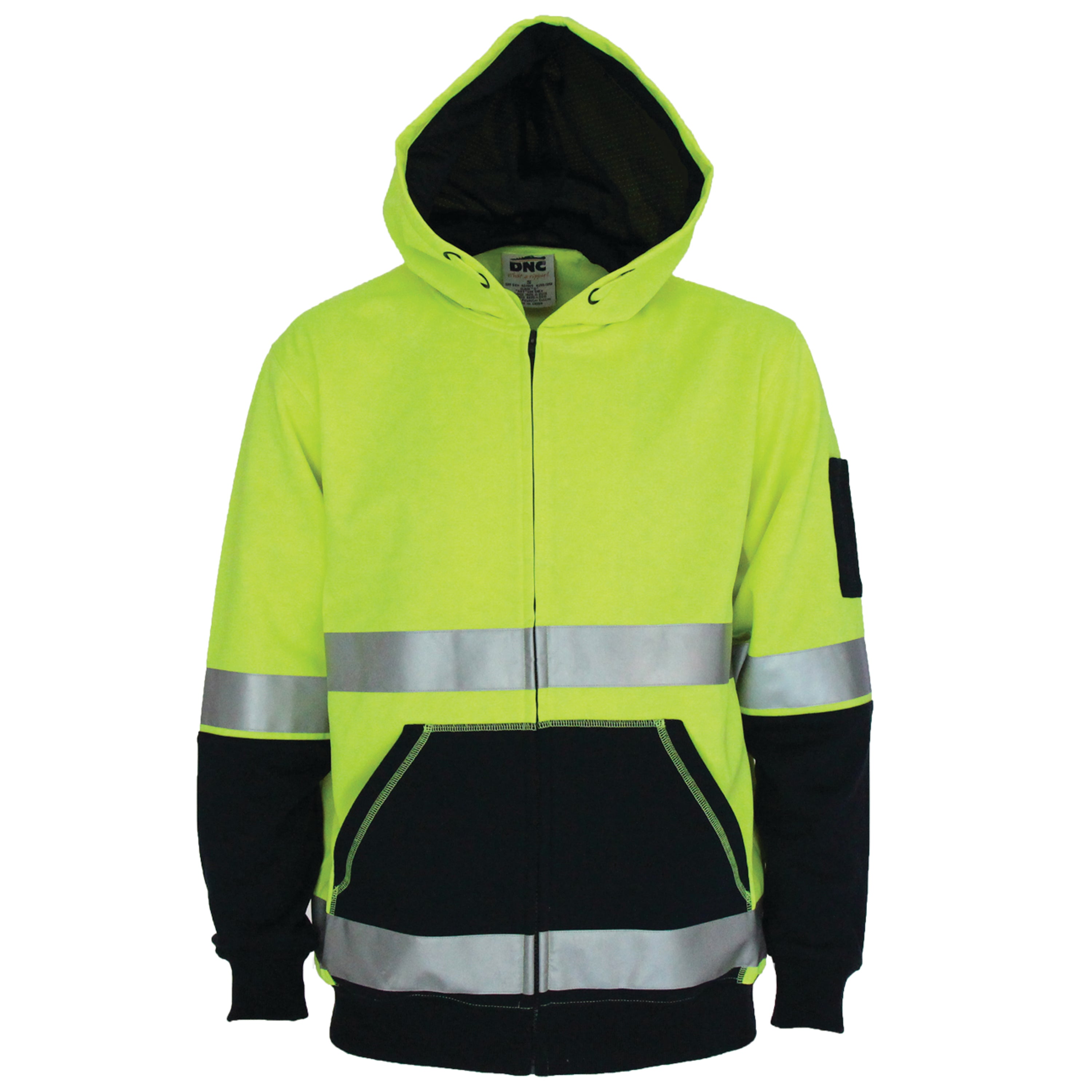 Hi Vis 2 Tone Full Zip Super Fleecy Hoodie With R/Tape
