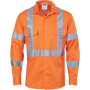 Hi Vis Cotton Drill Vented Shirt With Cross Back Csr R/Tape L/S
