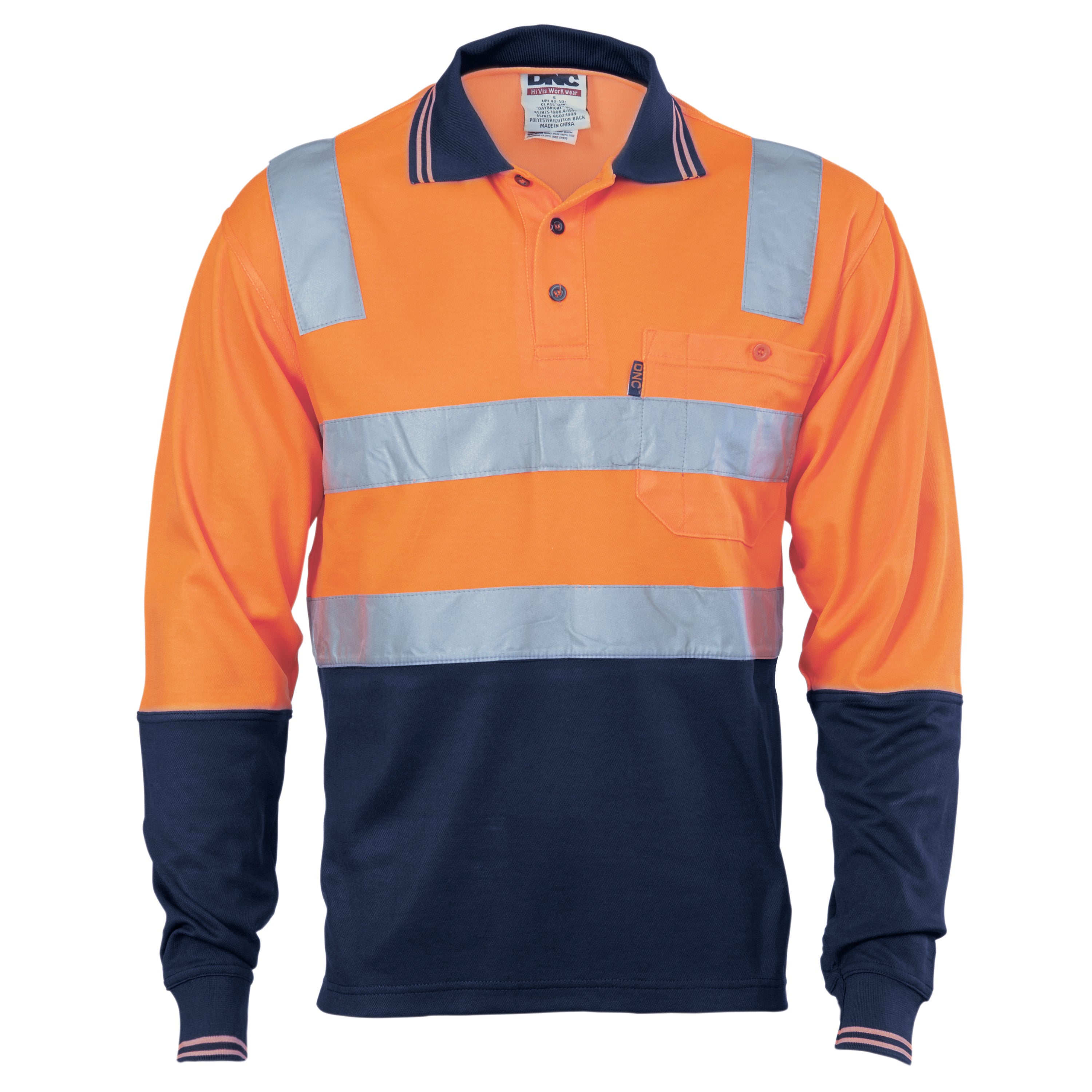Cotton Back Hi Vis Two Tone Polo Shirt With Csr R/Tape - L/S