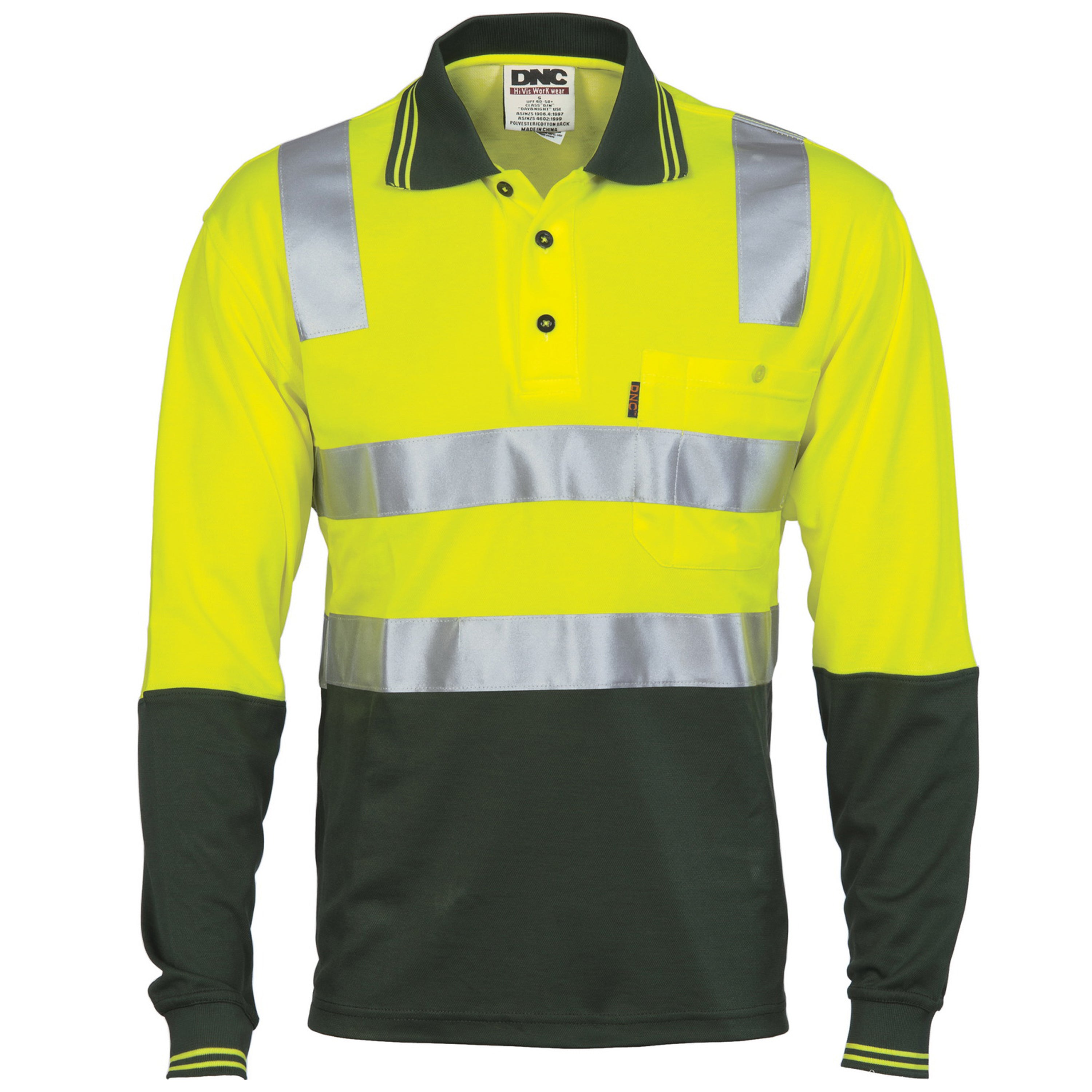 Cotton Back Hi Vis Two Tone Polo Shirt With Csr R/Tape - L/S