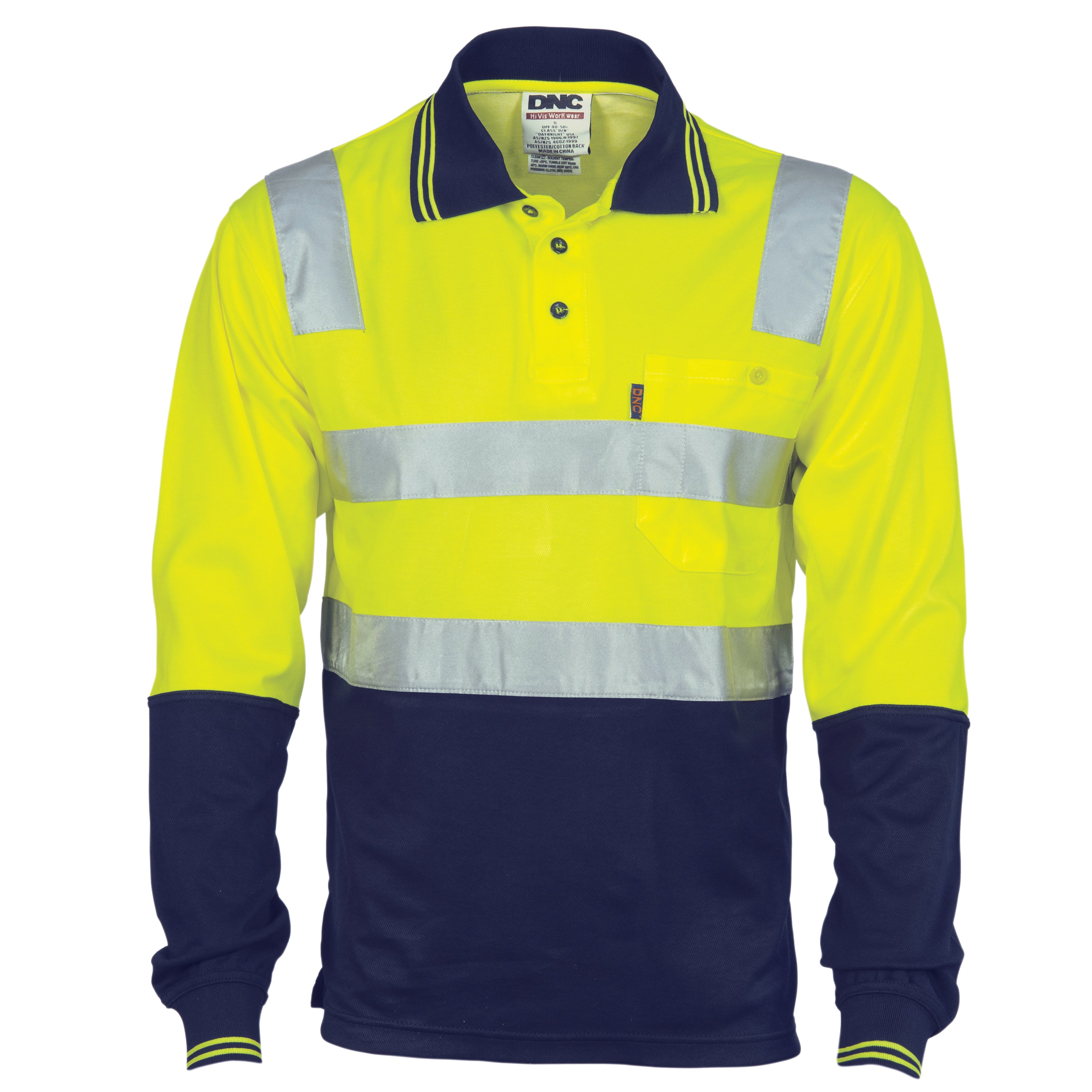 Cotton Back Hi Vis Two Tone Polo Shirt With Csr R/Tape - L/S
