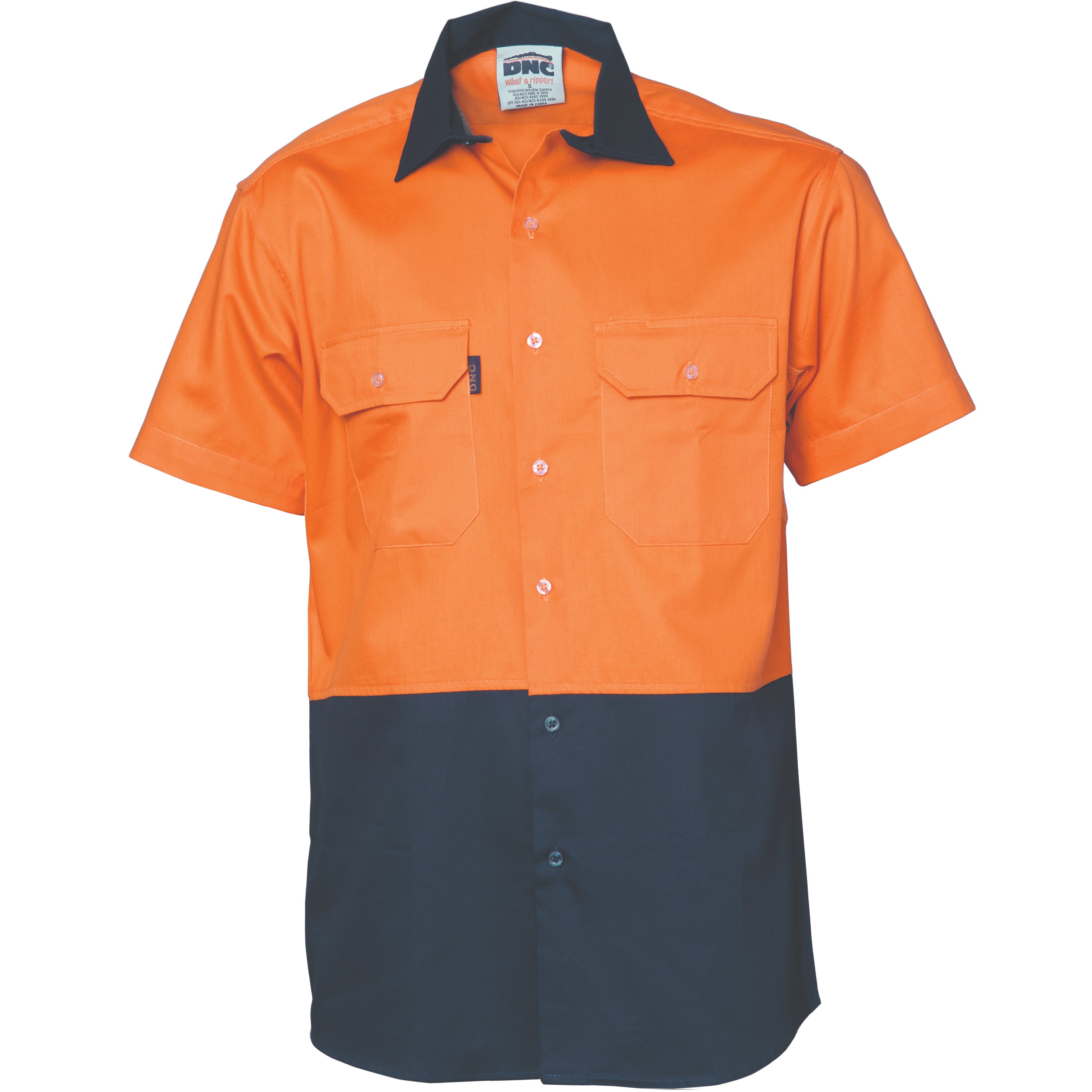 Hi Vis Two Tone Cotton Drill Shirt - Short Sleeve
