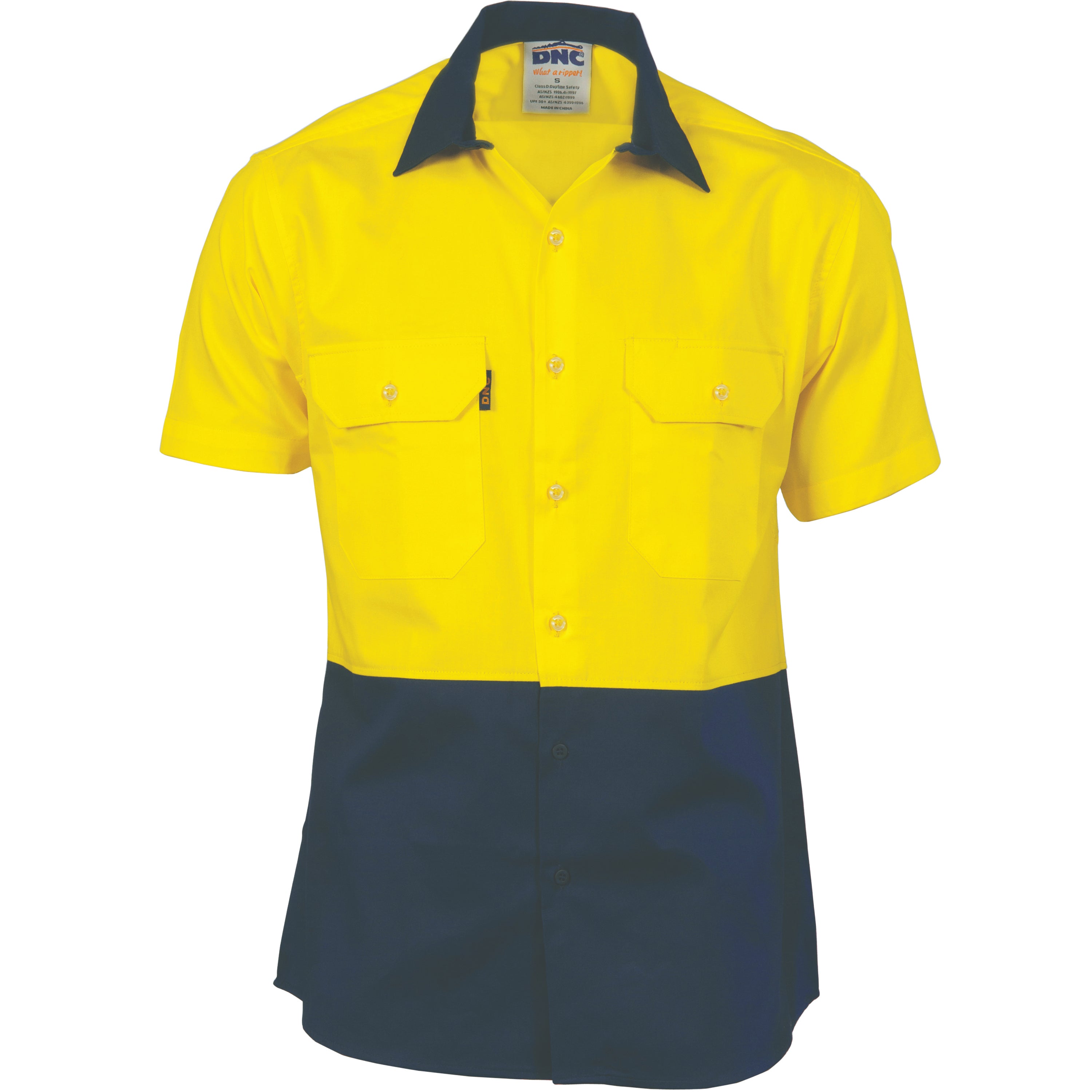 Hi Vis Two Tone Cotton Drill Shirt - Short Sleeve