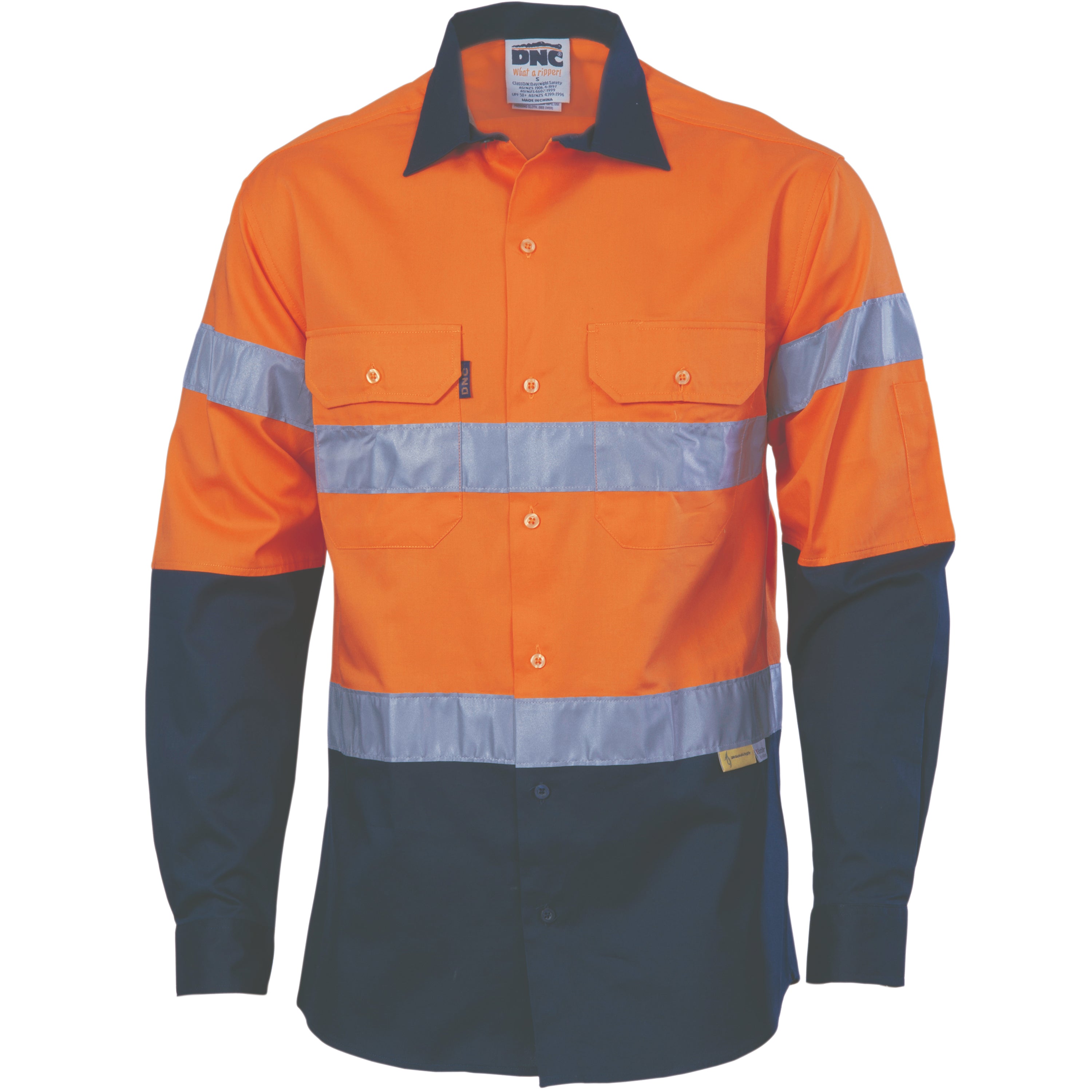 Hi Vis Cool-breeze Cotton Shirt With 3m 8910 R/Tape - Long Sleeve