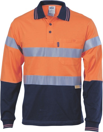 Hi Vis Cool-breeze Cotton Jersey Polo R/Tape, L/S