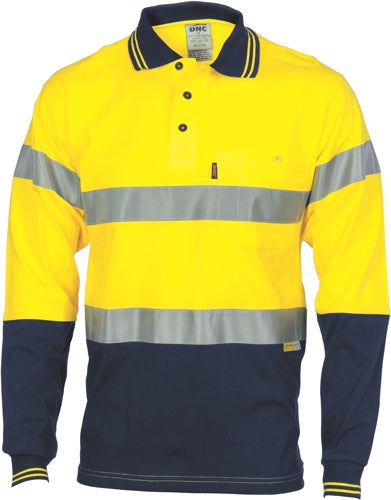 Hi Vis Cool-breeze Cotton Jersey Polo R/Tape, L/S