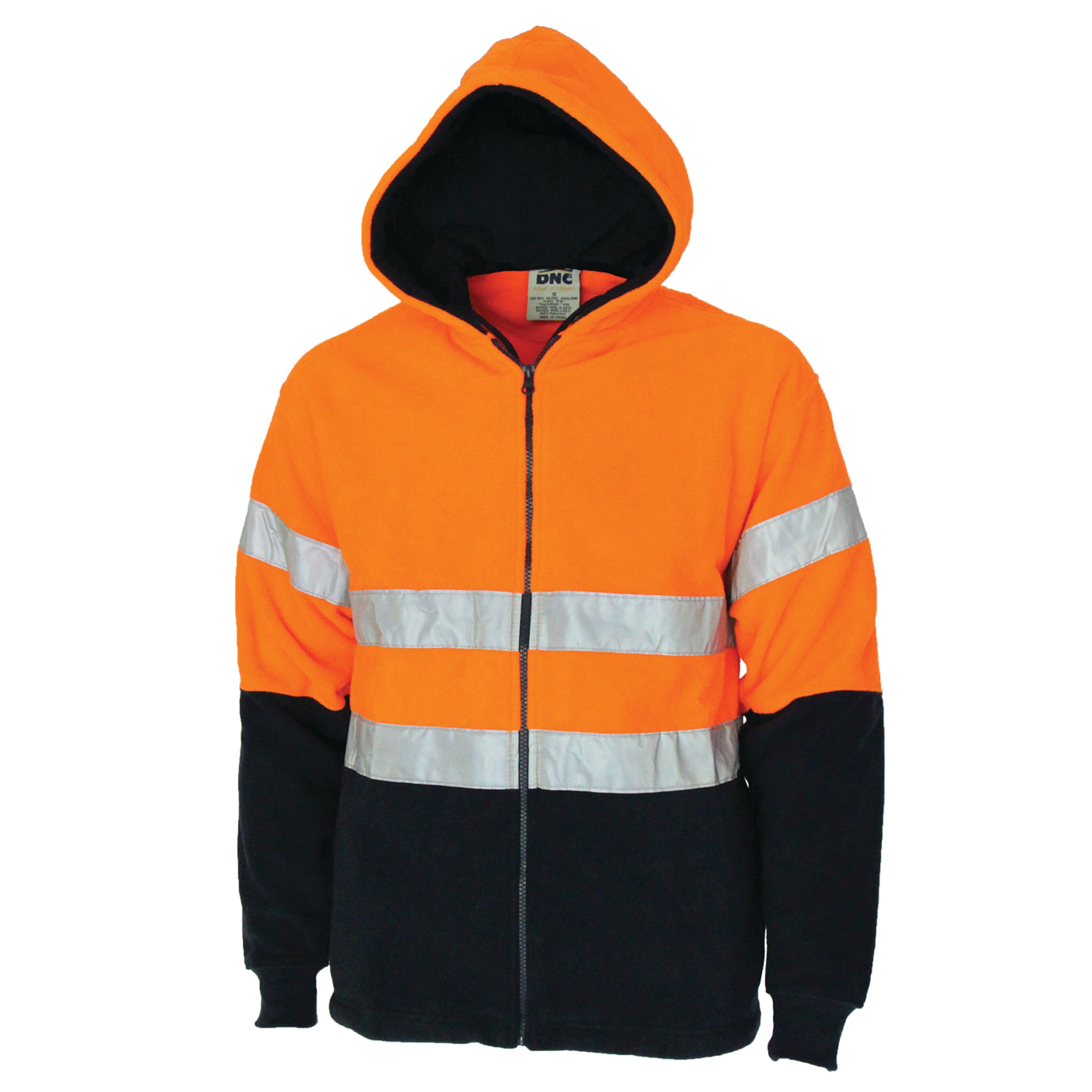 Hi Vis 2 Tone Full Zip Polar Fleece Hoodie With R/Tape