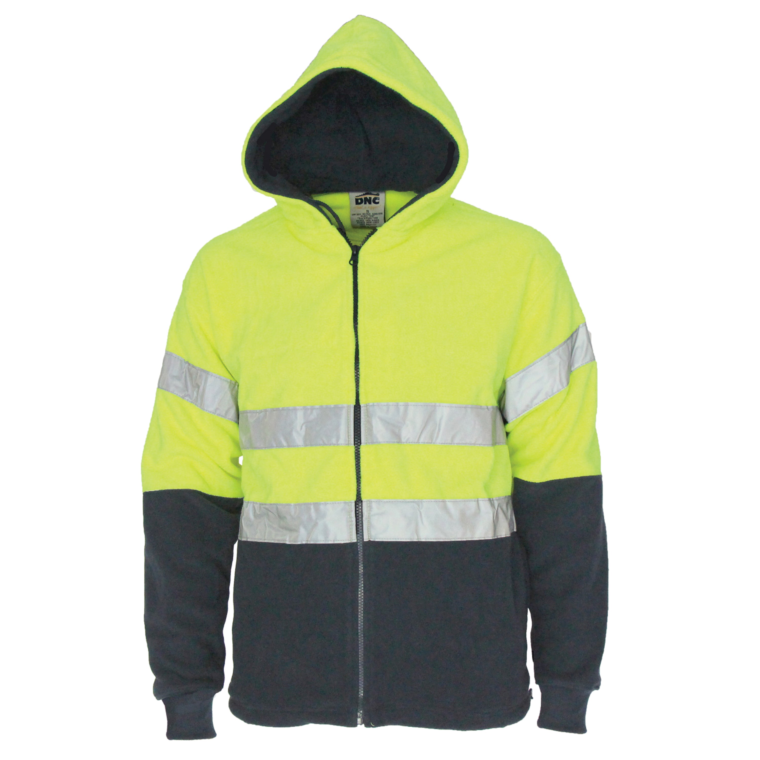 Hi Vis 2 Tone Full Zip Polar Fleece Hoodie With R/Tape