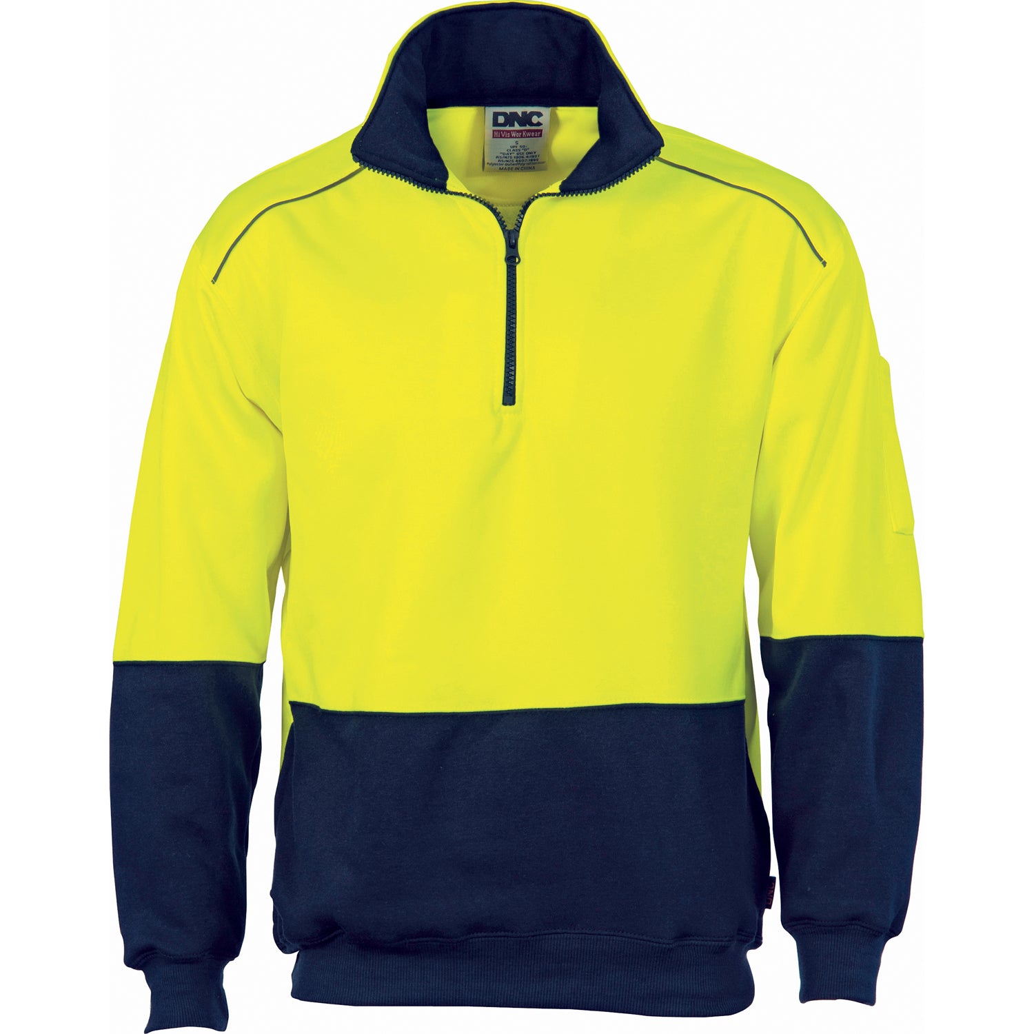 Hi Vis Two Tone 1/2 Zip Reflective Piping Sweat Shirt