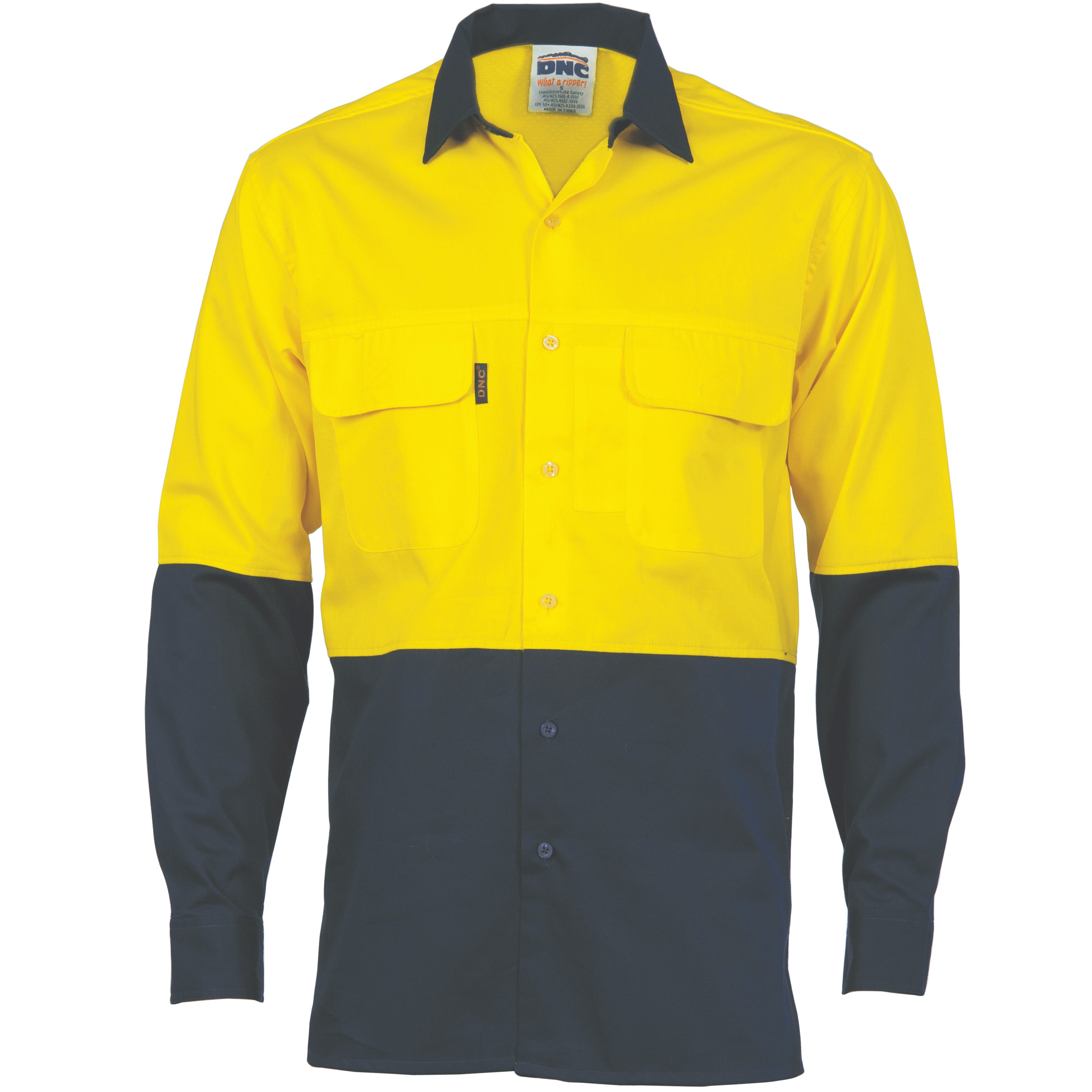 DNC Hi Vis 3 Way Cool-breeze Cotton Shirt - Long Sleeve