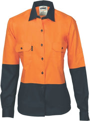 Ladies Hi Vis Two Tone Cool-breeze Cotton Drill Shirt L/S