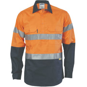 Hi Vis Cool-breeze Close Front Cotton Shirt With 3m R/Tape - Long Sleeve