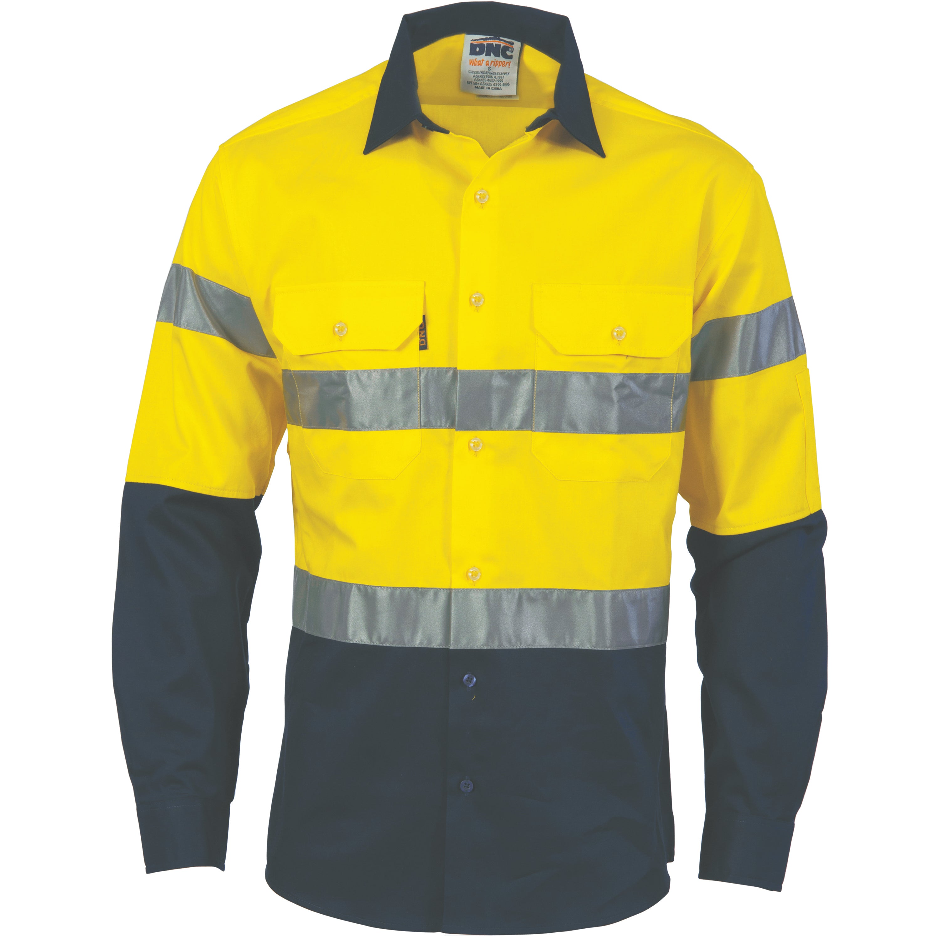 Hi Vis Cool-breeze Cotton Shirt With Generic R/Tape - Long Sleeve