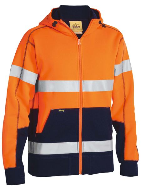 Taped Hi Vis Zip Fleece Hoodie with Sherpa Lining BK6988T