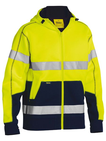 Taped Hi Vis Zip Fleece Hoodie with Sherpa Lining BK6988T