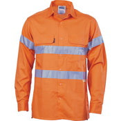 Hi Vis Cool-breeze Cotton Shirt With 3m 8906 R/Tape - Long Sleeve