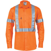 DNC Hi Vis D/N Cotton Shirt With Cross Back Generic R/Tape - Long Sleeve 3989