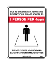 1 Person Per 4sqm Sign