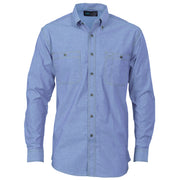 DNC Cotton Chambray Shirt , Twin Pocket - Long Sleeve