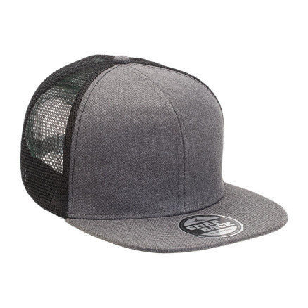 Heathered Flat Peak Trucker Cap 4396