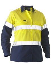 Recycle Women's Taped Two Tone Hi Vis Drill Shirt BL6996T