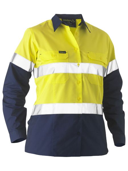 Recycle Women's Taped Two Tone Hi Vis Drill Shirt BL6996T