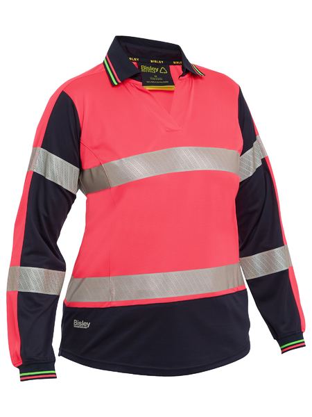 Women's Taped Two Tone Hi Vis V-Neck Polo BKL6225T