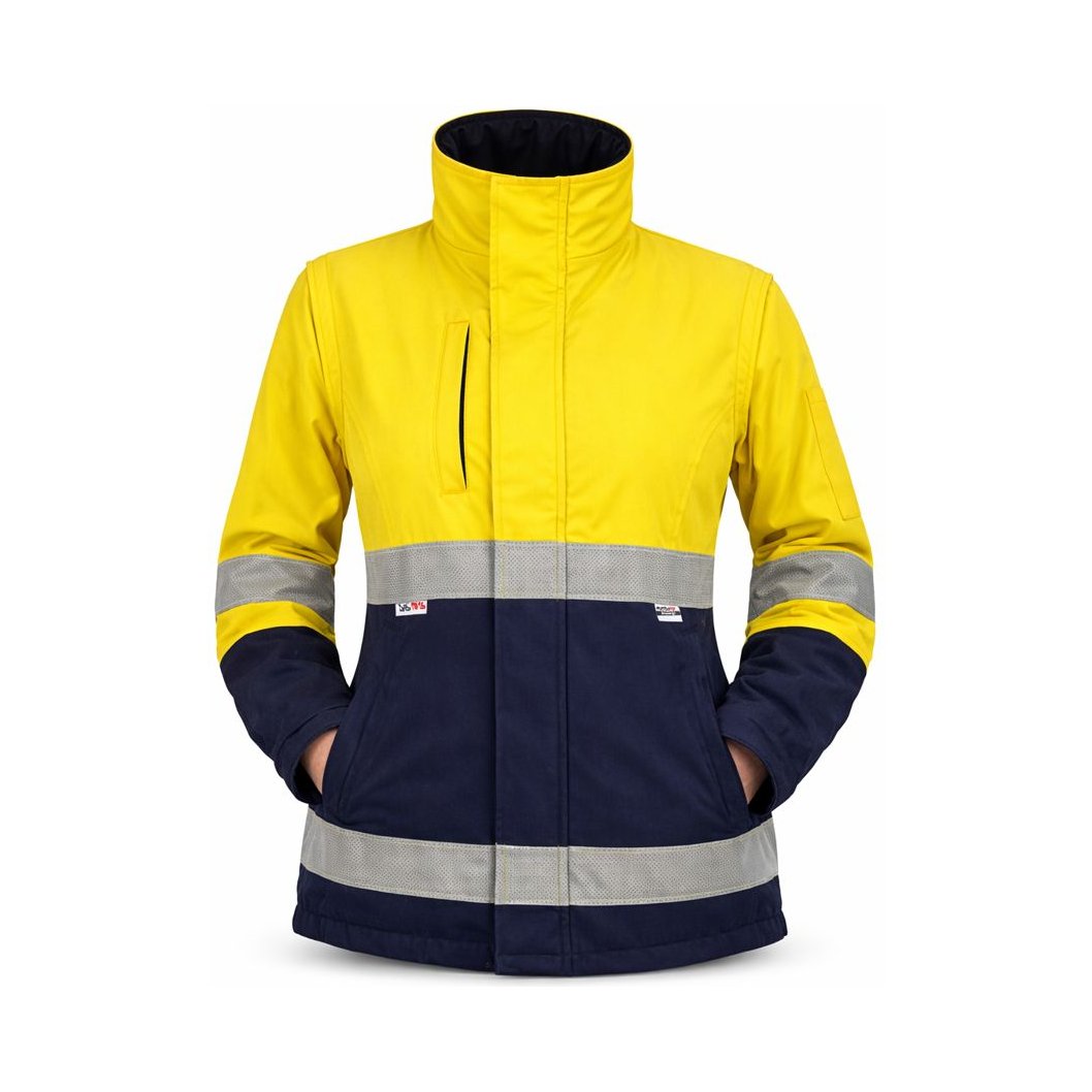 Female PPE2 Jacket 2in1 Inherently Flame Resistant Navy/Yellow JKT004F