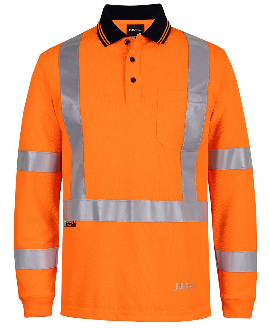 JB'S Hi-Vis L/S NSW/QLD Rail Biomotion X-Back Polo