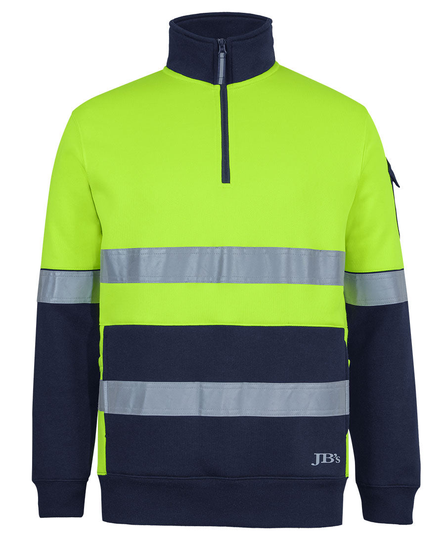 JB's 350gsm Hi Vis D+N 1/2 Zip Trade Fleece Lime/Navy