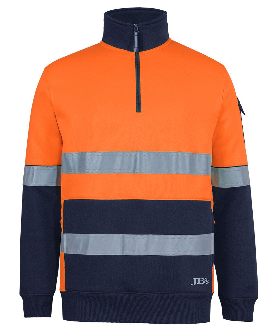 JB's 350gsm Hi Vis D+N 1/2 Zip Trade Fleece Lime/Navy