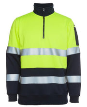 Hi Vis 1/2 Zip (D+N) Fleecy Sweat With Reflective Tape