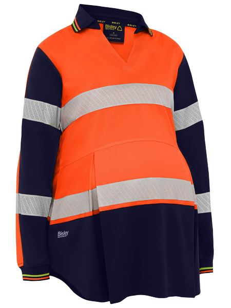 Women's Taped Hi Vis Recycled V-Neck Maternity Polo BKLM6225T